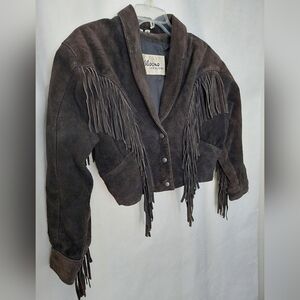 Vintage 80's Wilson's Leather Women's Black Fringe Suede Jacket Size S